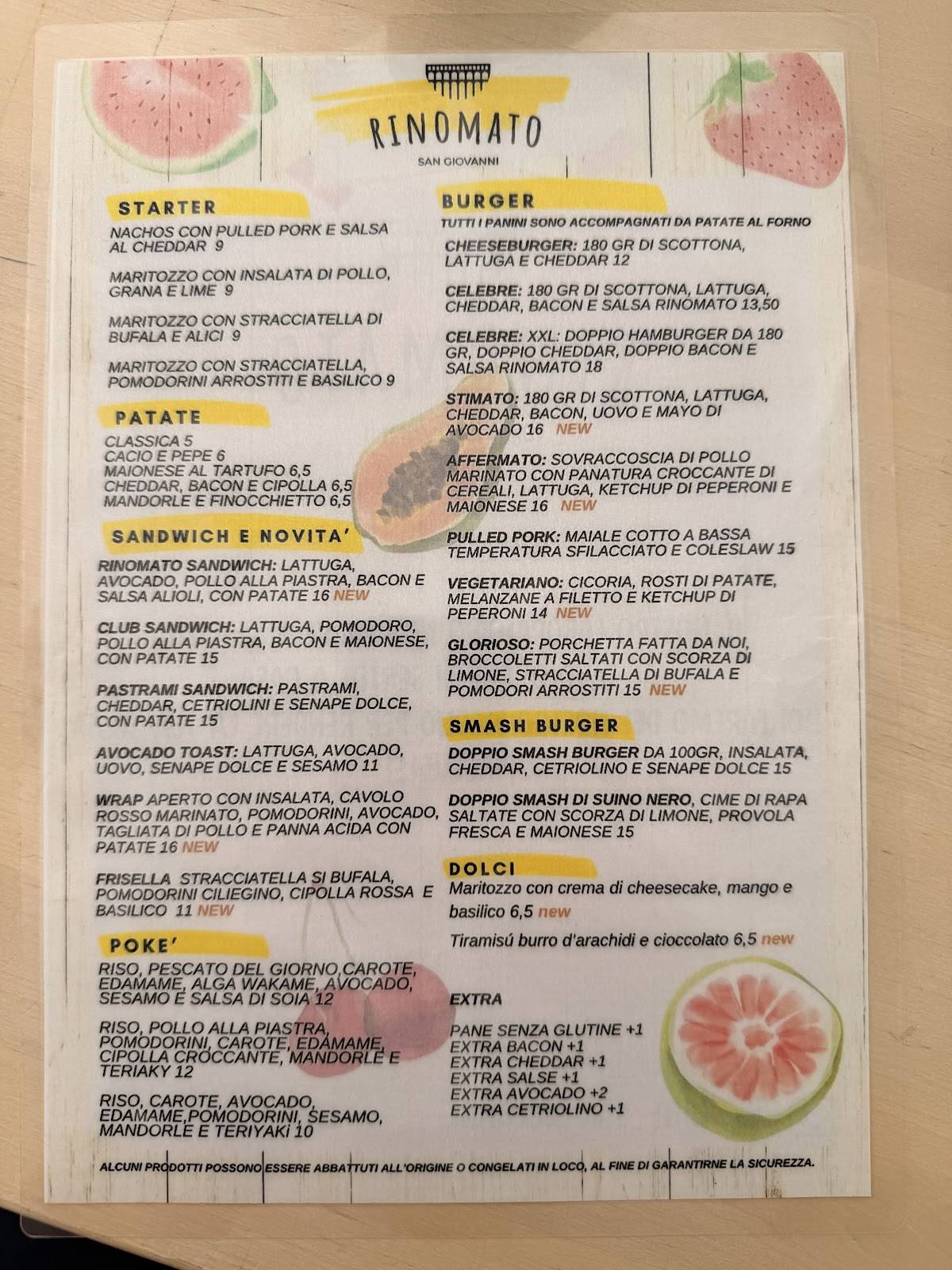 Menu di Rinomato San Giovanni 