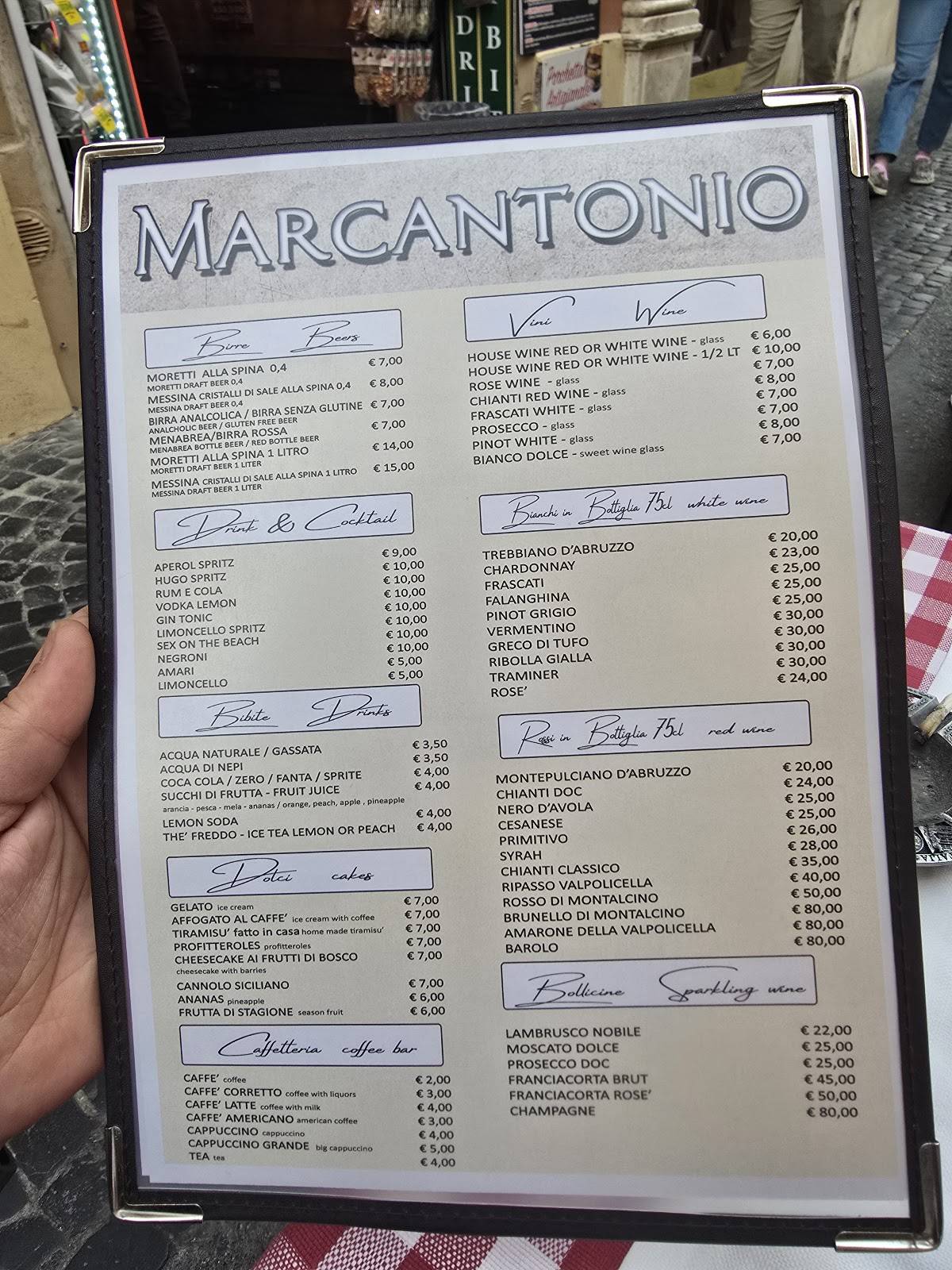 Menu di Ristorante Pizzeria Marcantonio 