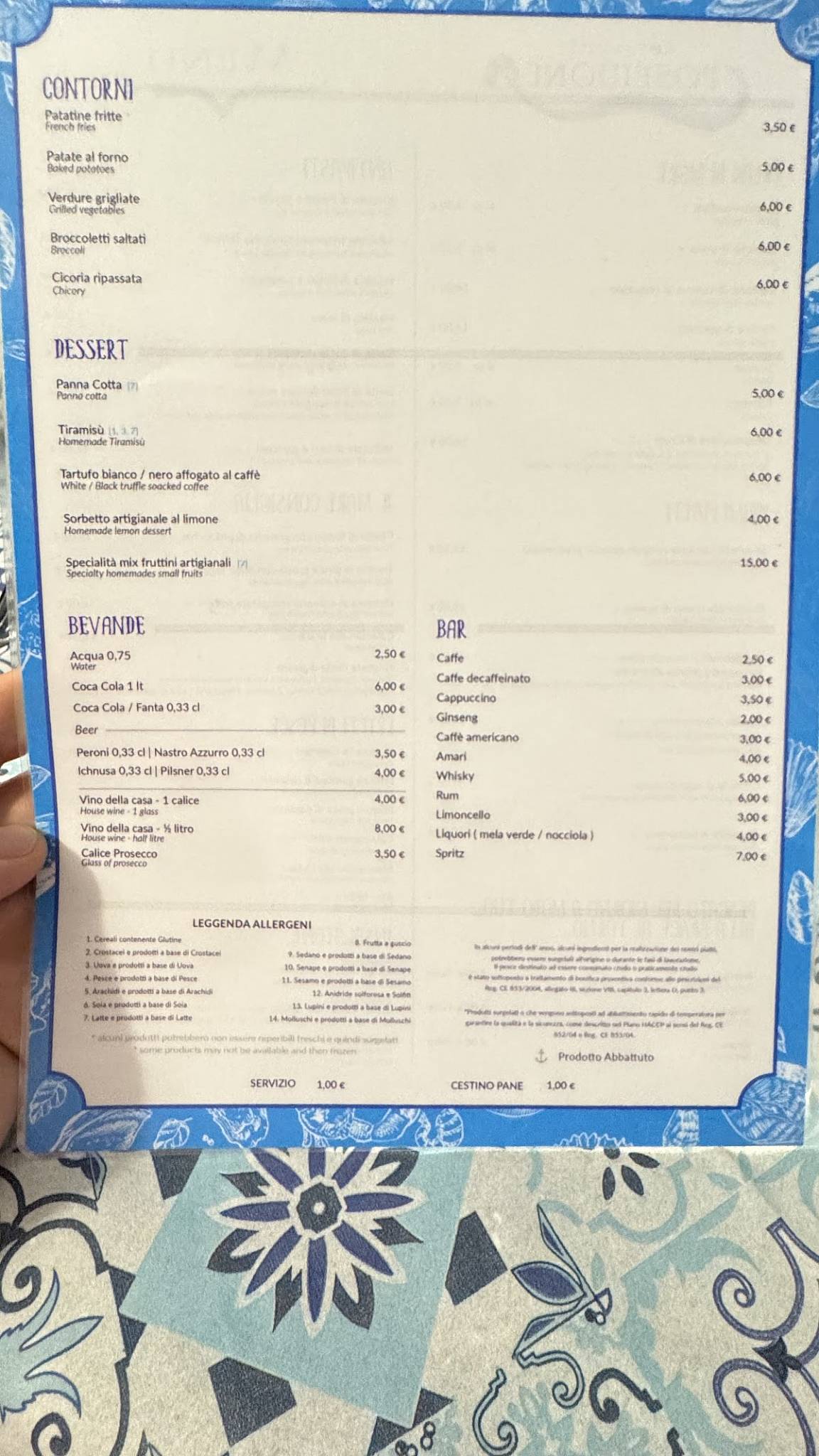 Menu di Ristorante Poseidone 