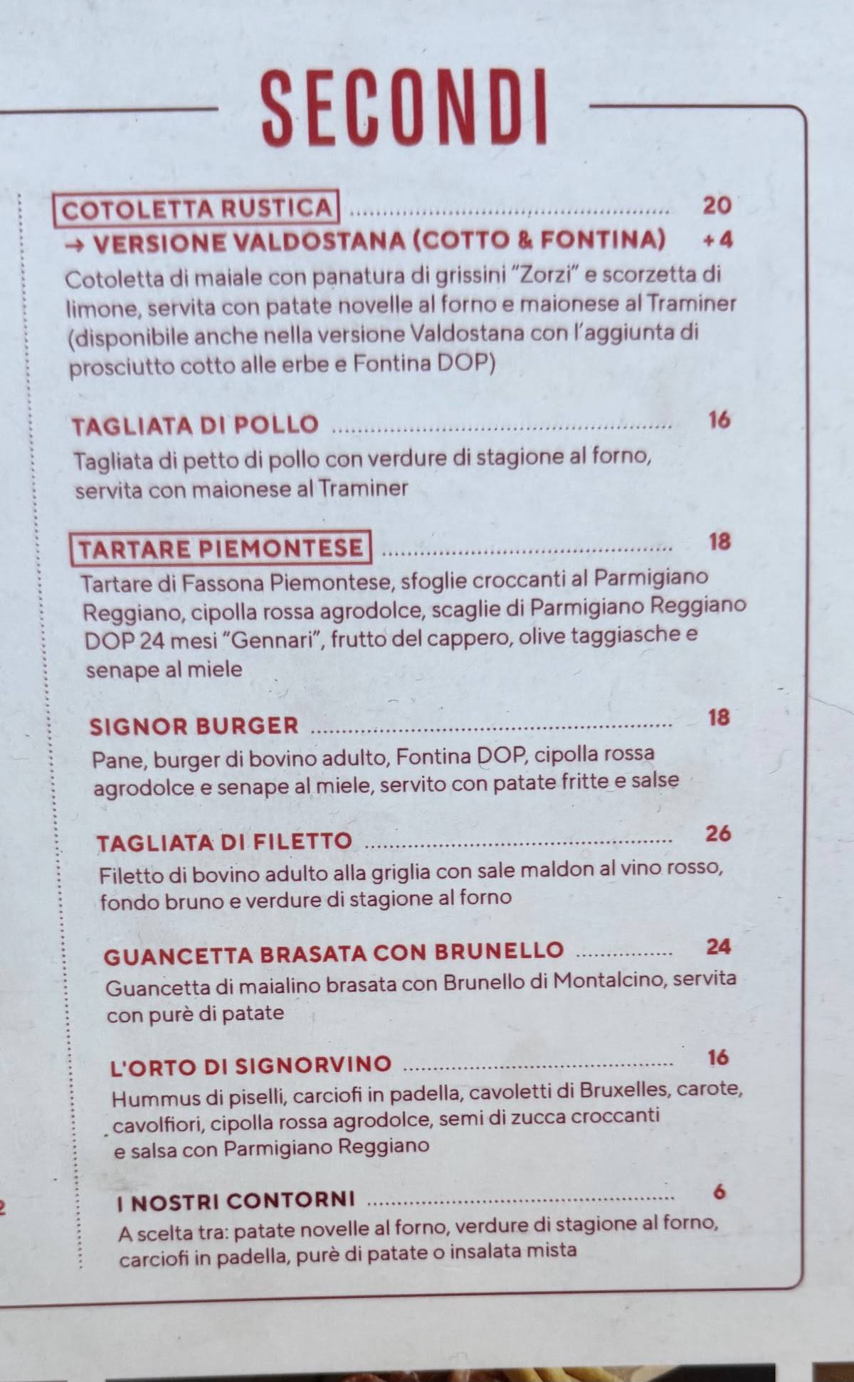 Menu di Signorvino Roma 
