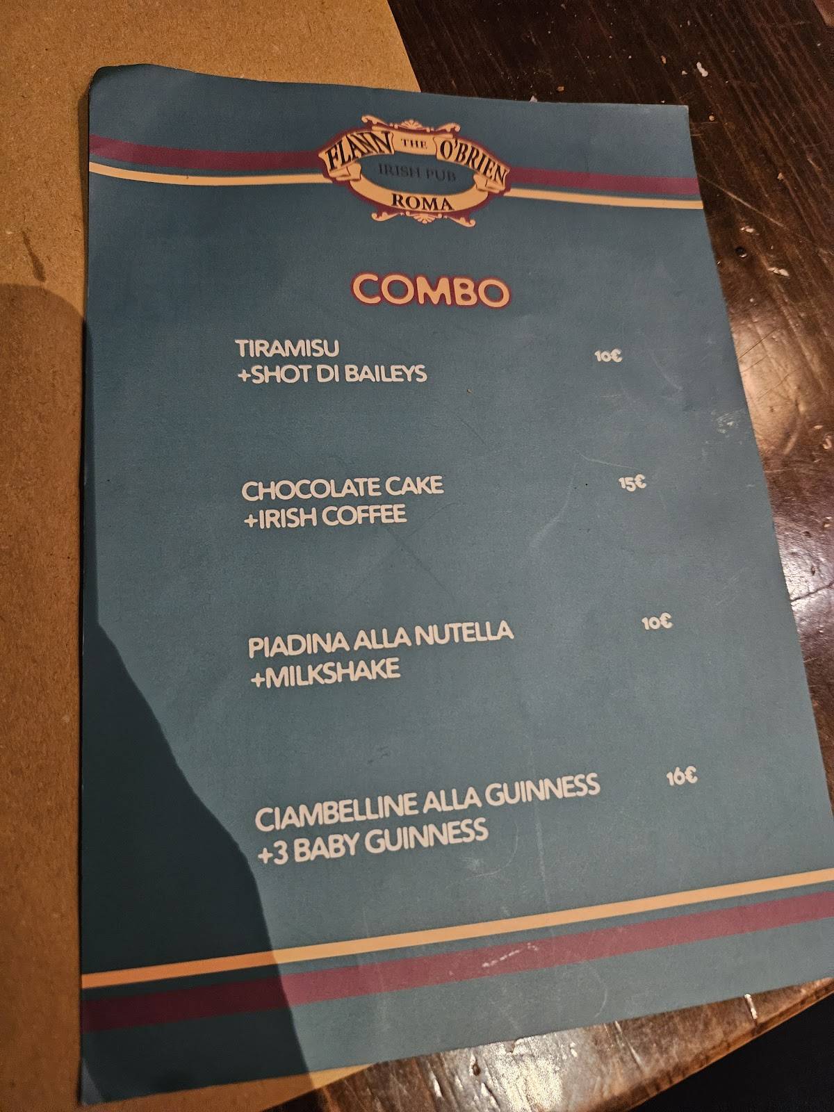 Menu di The Flann O'Brien 