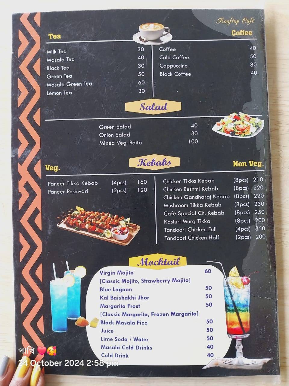 Roof Top Cafe Rishra menu