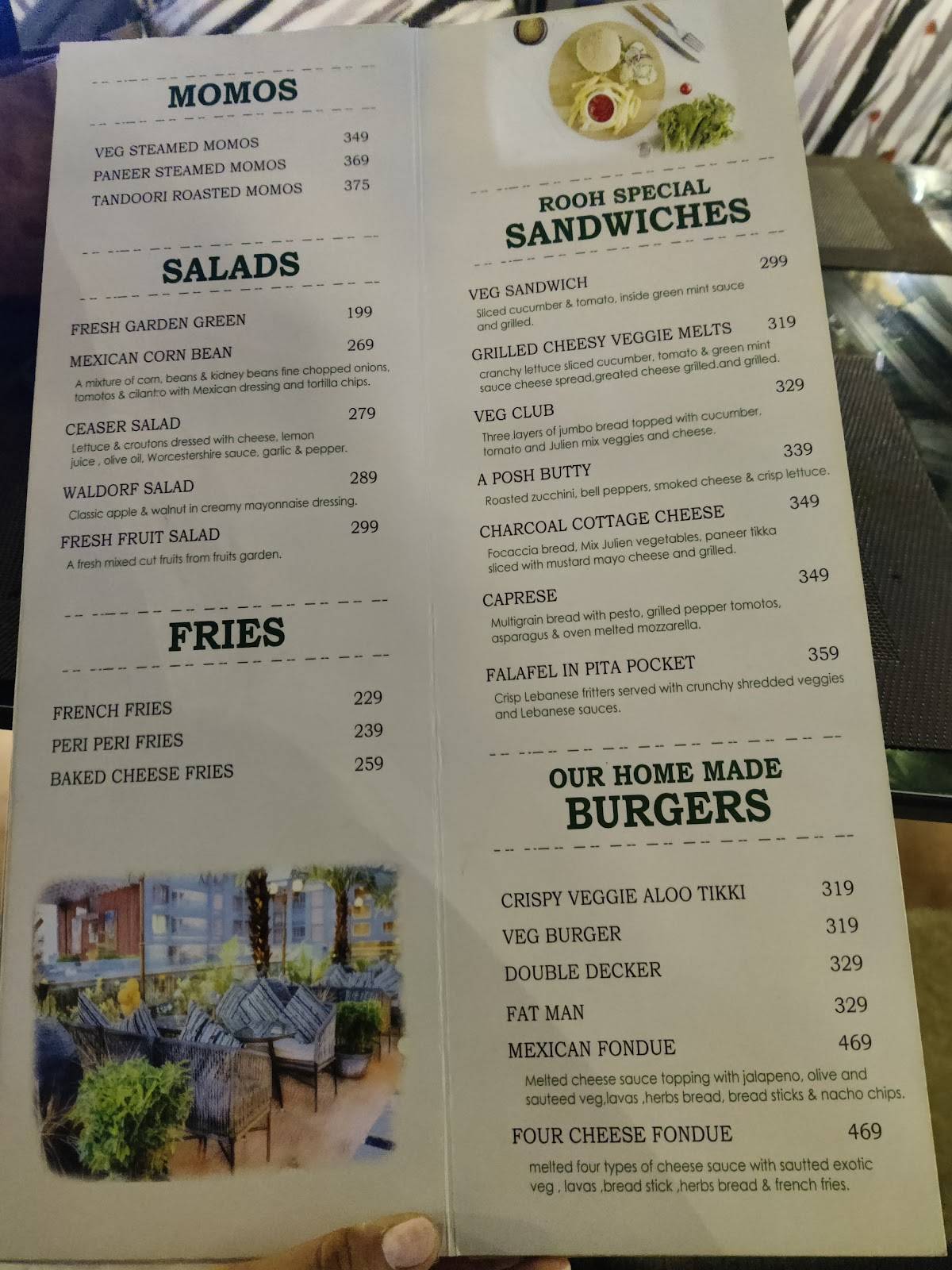 Rooh The Roofyard Cafe And Restaurant menu