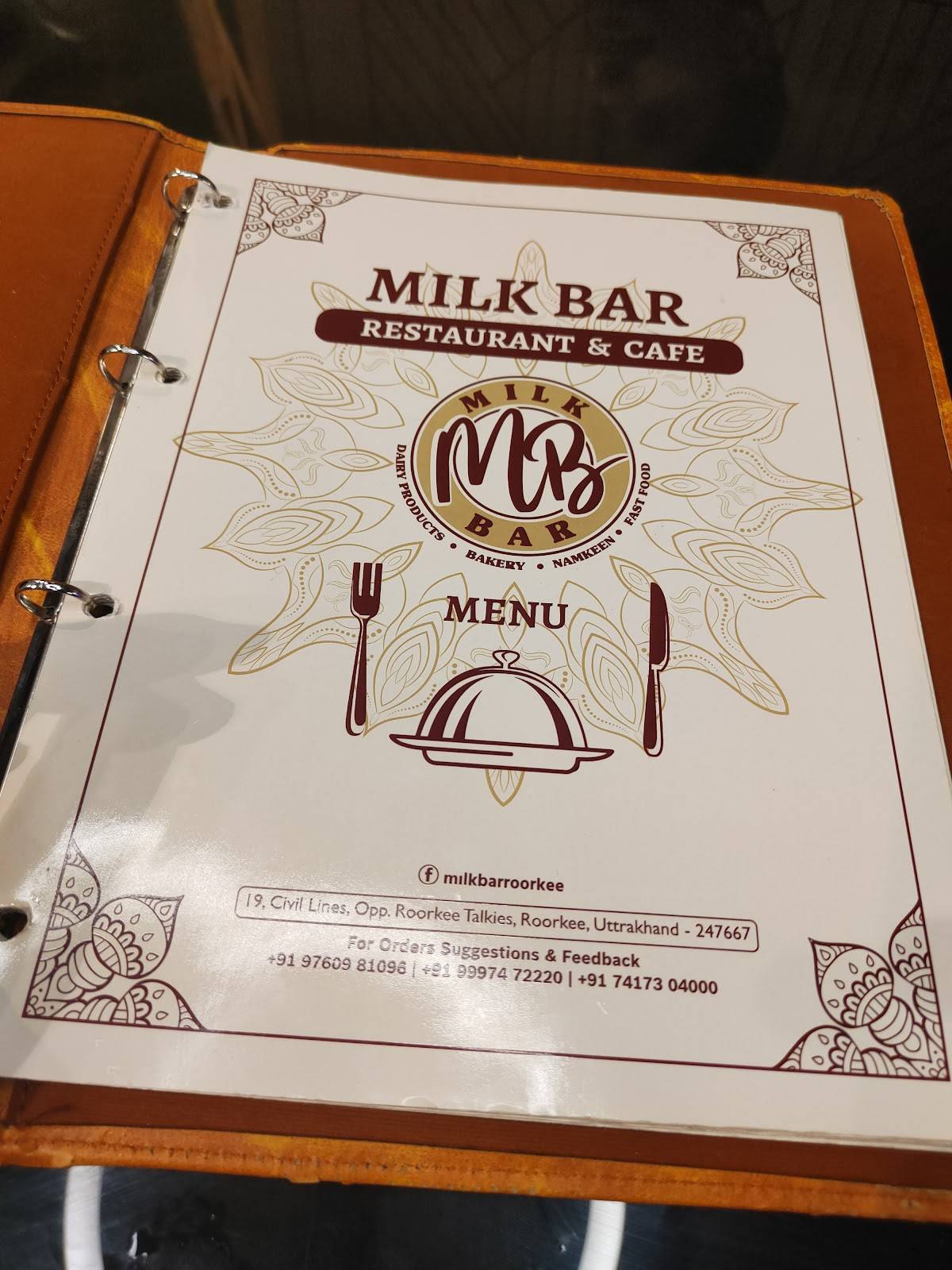 Milk Bar menu
