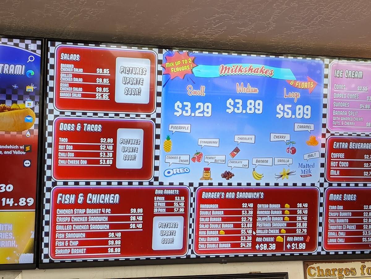 Menu at Root Beer King restaurant, Lamont, Main St