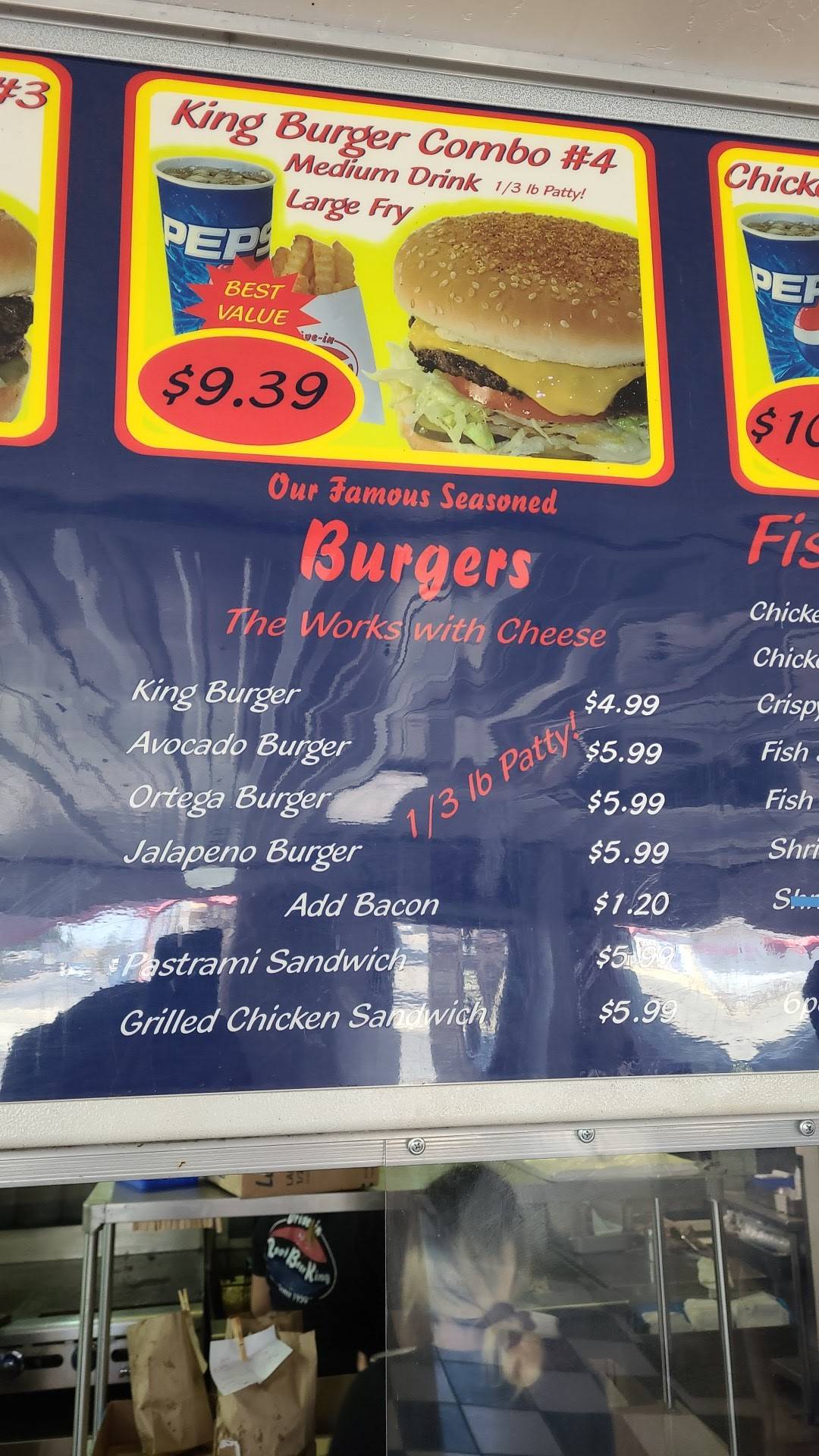 Menu at Root Beer King restaurant, Lamont, Main St