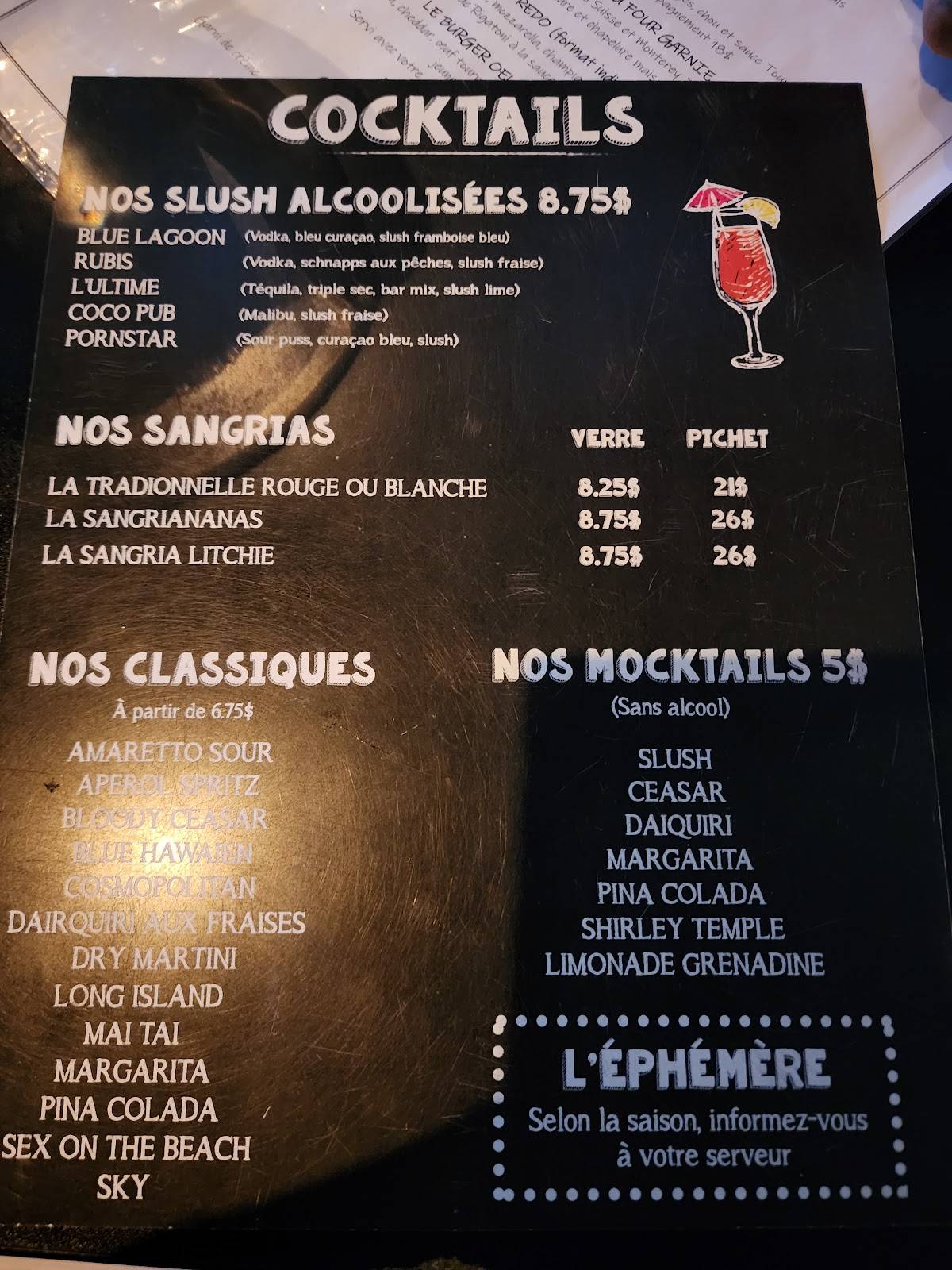 Menu de Pub Goût Gueule