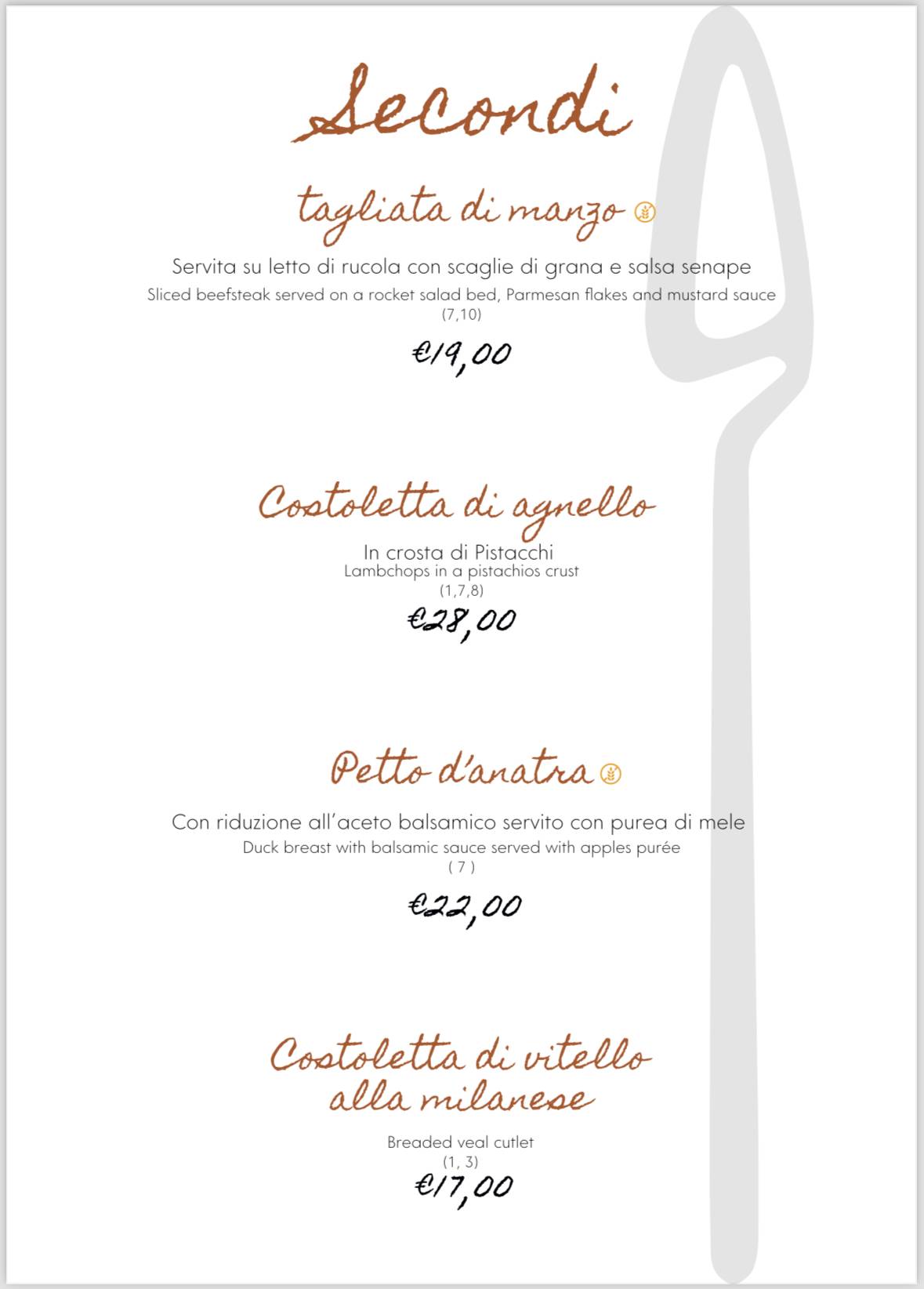 Menu di Roxy Bar Ristorante - Pizzeria 