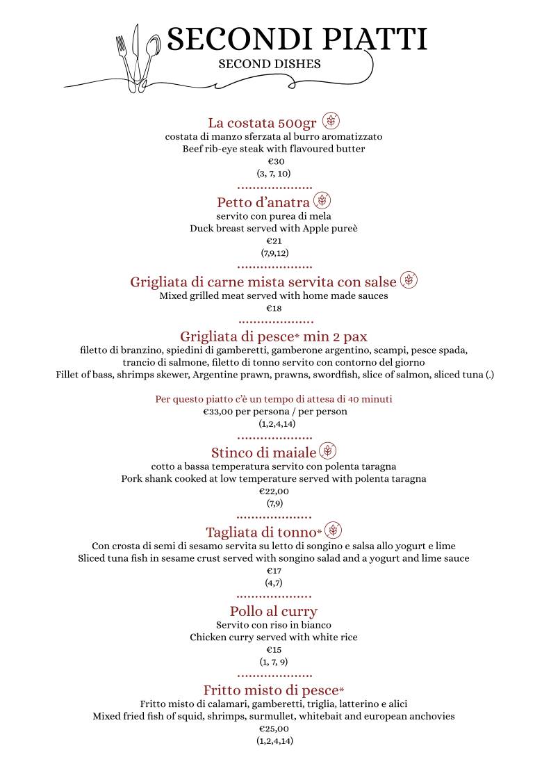 Menu di Roxy Bar Ristorante - Pizzeria 
