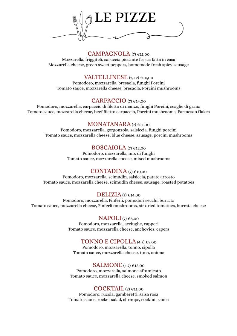 Menu di Roxy Bar Ristorante - Pizzeria 