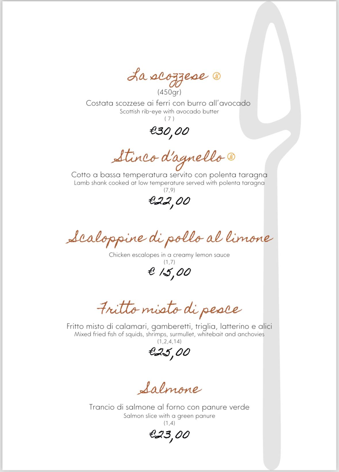 Menu di Roxy Bar Ristorante - Pizzeria 