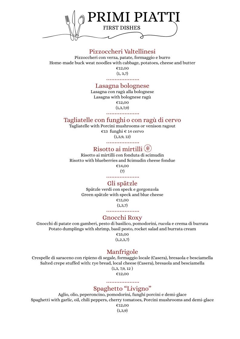 Menu di Roxy Bar Ristorante - Pizzeria 
