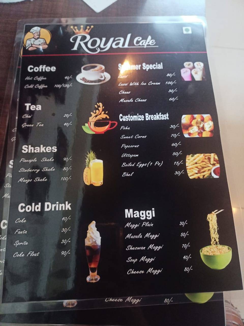 Royal Cafe Amravati menu