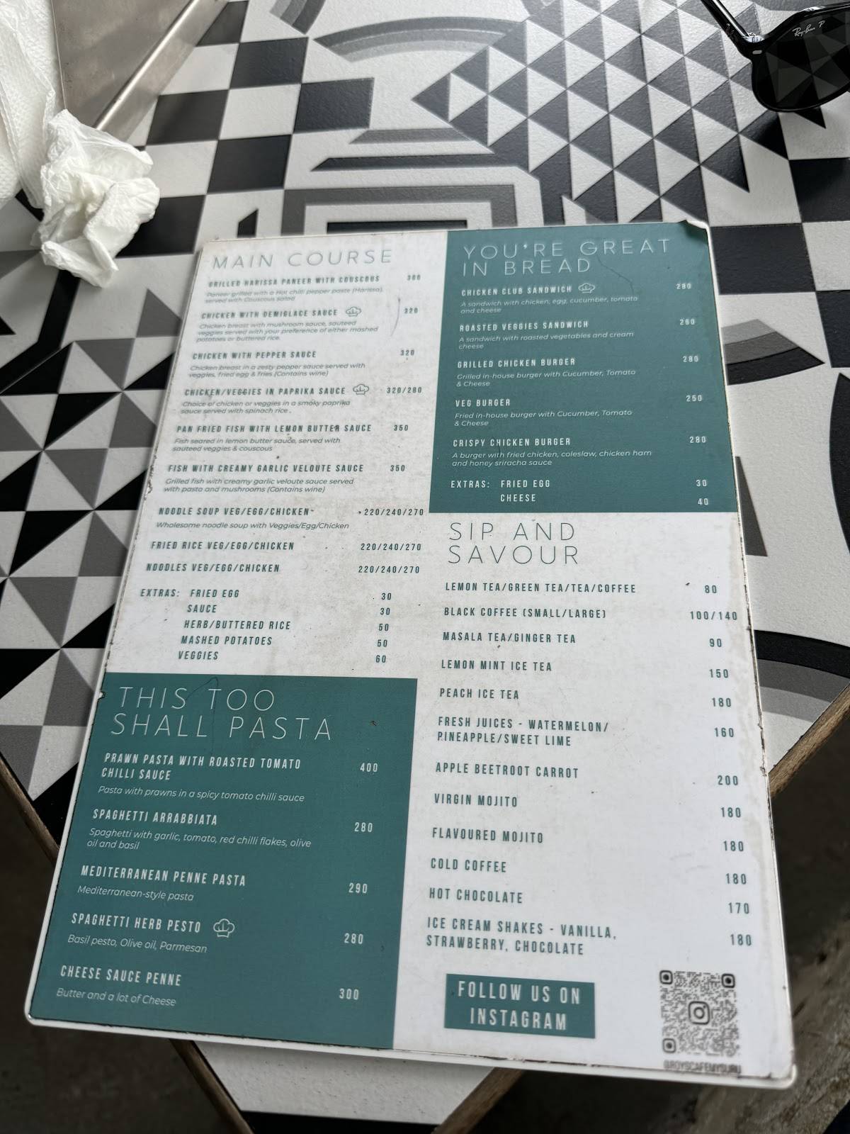 Roy's Cafe menu