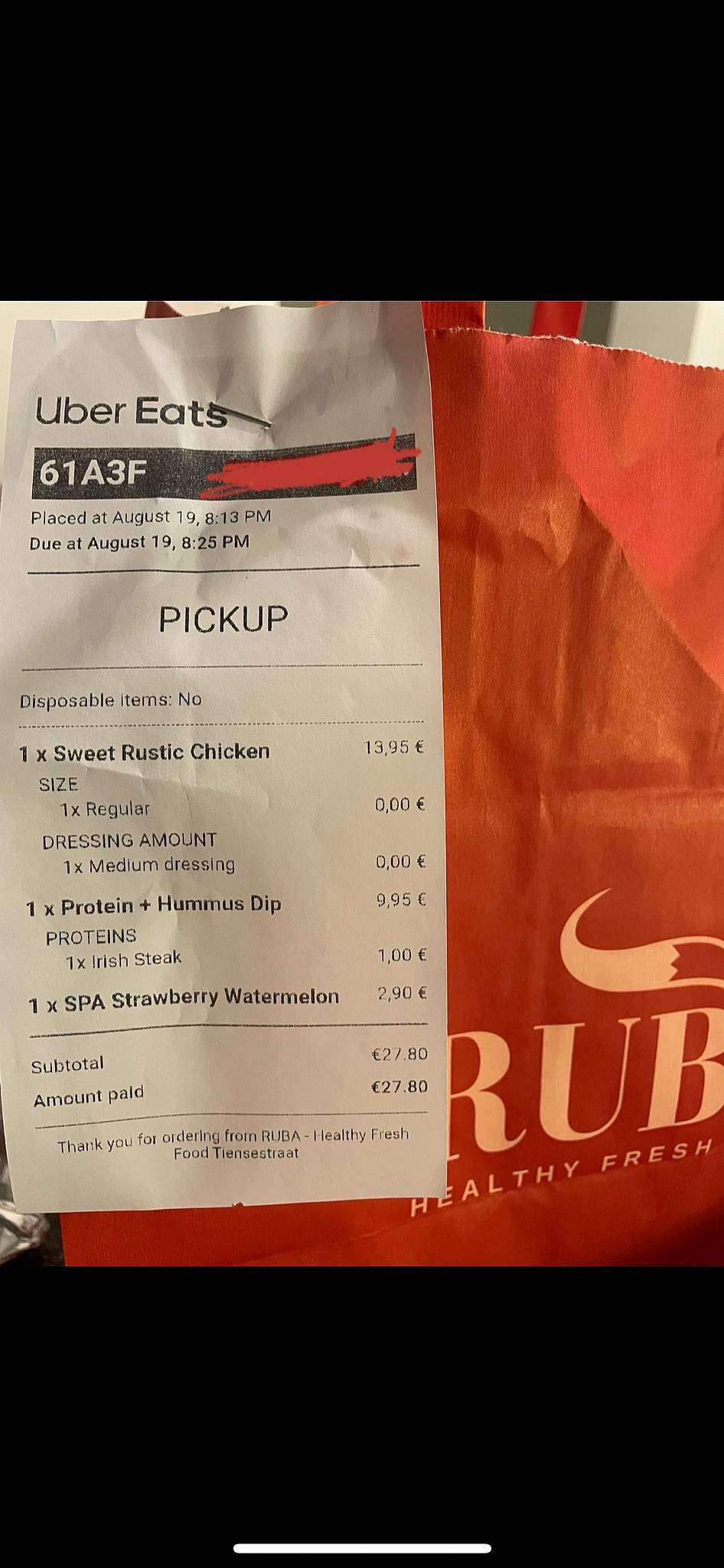 Menu de RUBA Leuven - Tiensestraat