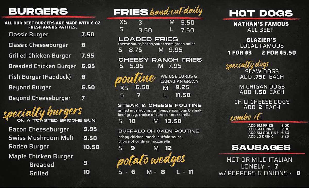 Menu at Ruby's restaurant, Fort Covington