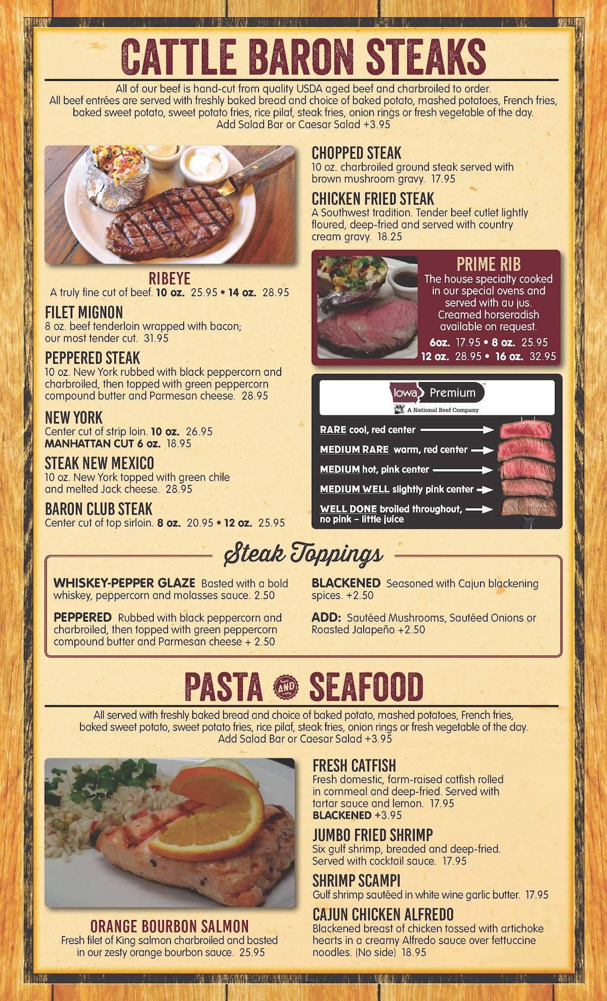 Menu at Cattle Baron, Ruidoso, 657 Sudderth Dr