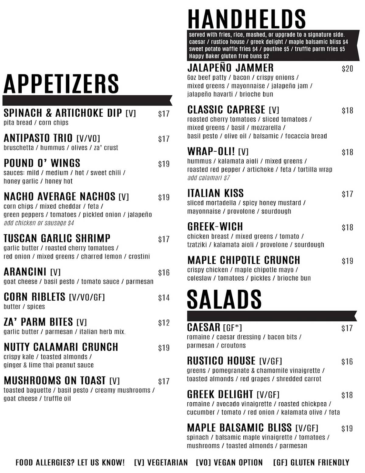 Menu de RustiCo. / King West Brewing Company