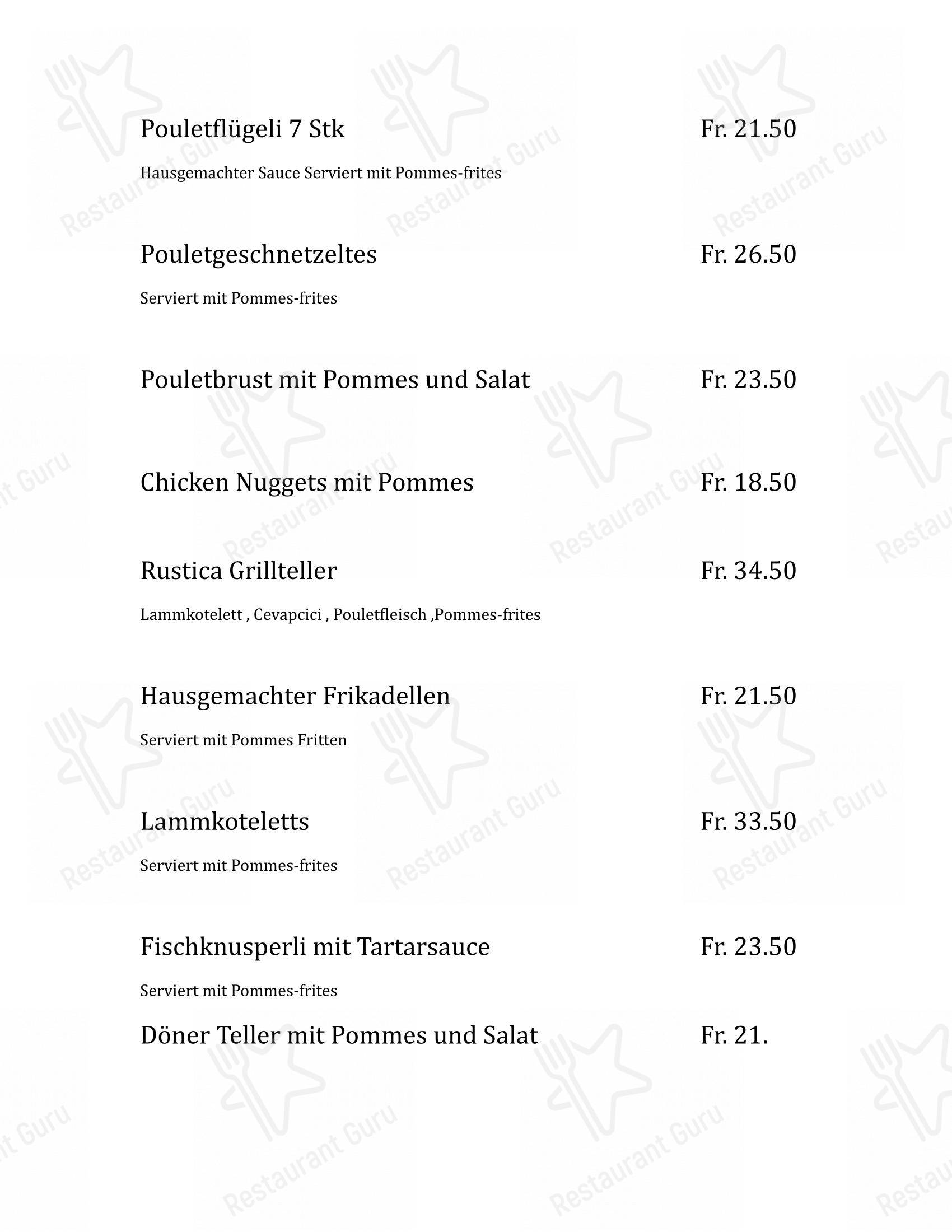 Menu di Rustica Restaurant und Pizzeria - Menu