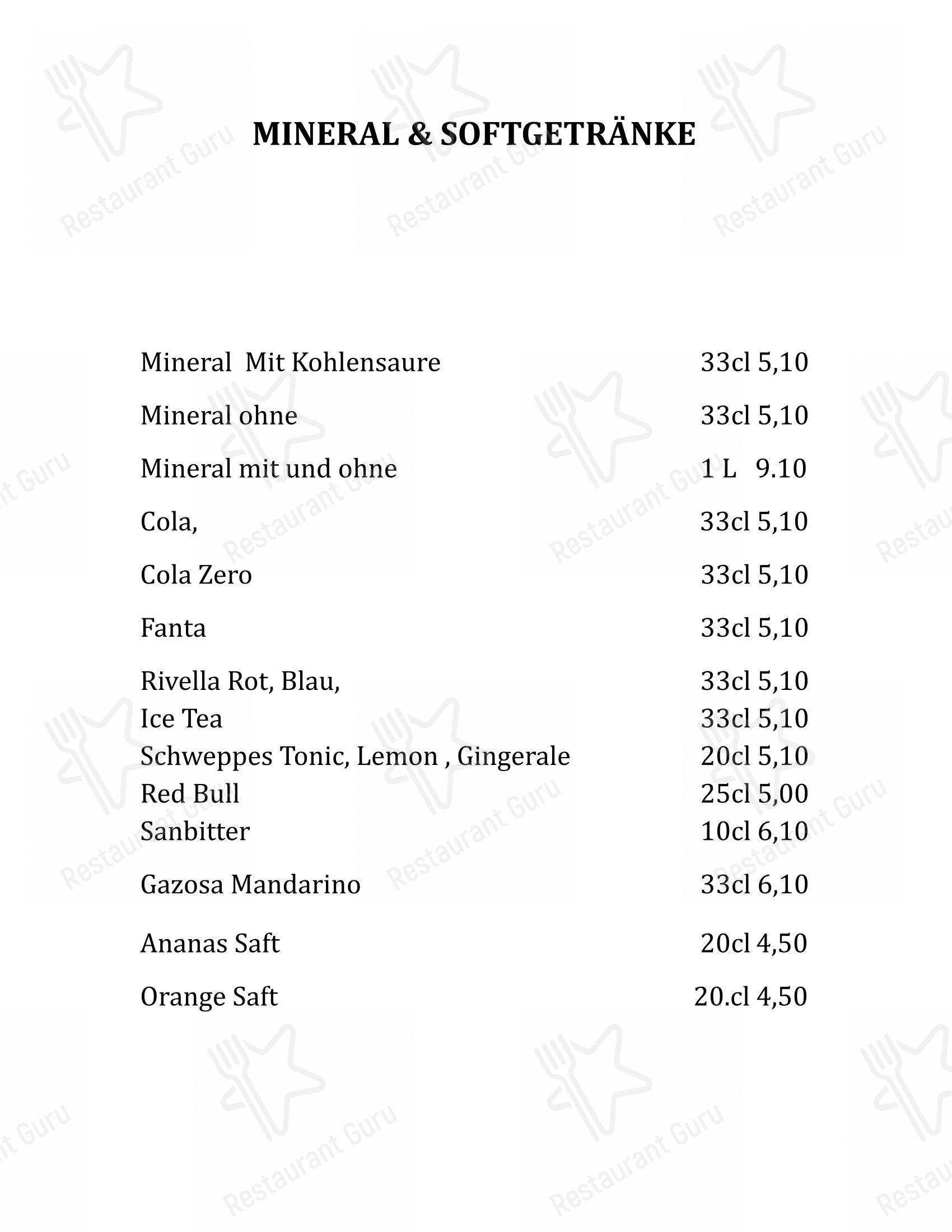 Menu di Rustica Restaurant und Pizzeria - Menu bar