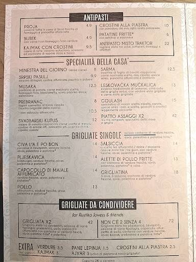 Menu di Trattoria Rustico 