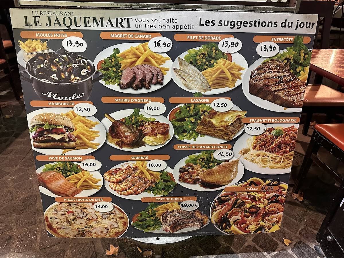 Menu de Le Jaquemart