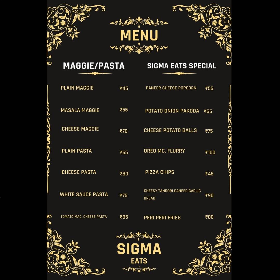 SIGMA EATS menu