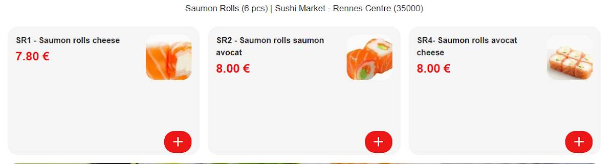 Menu de SUSHI MARKET 35