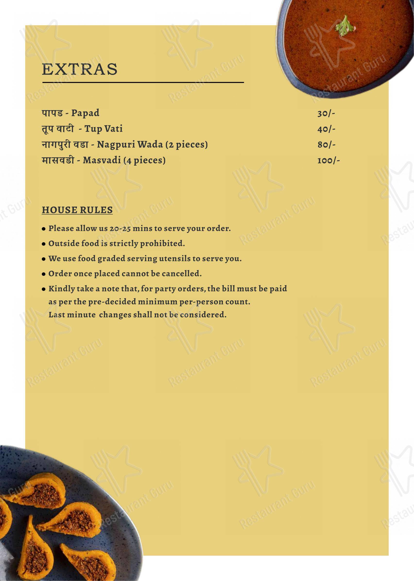 Menu bar for the Saandan Multi Cuisine Restaurant restaurant