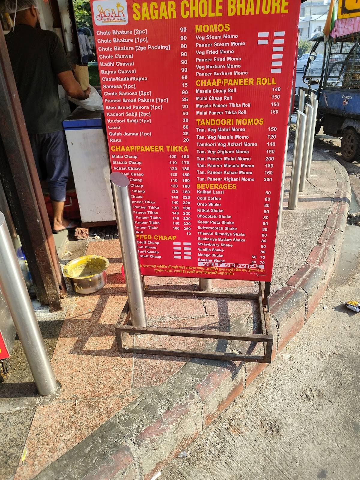 Sagar chole bhature menu