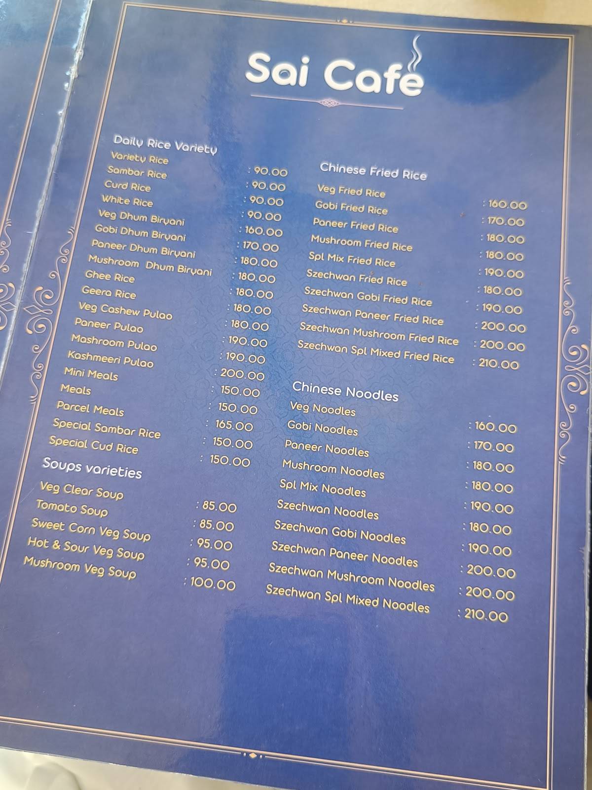 Sai Cafe menu