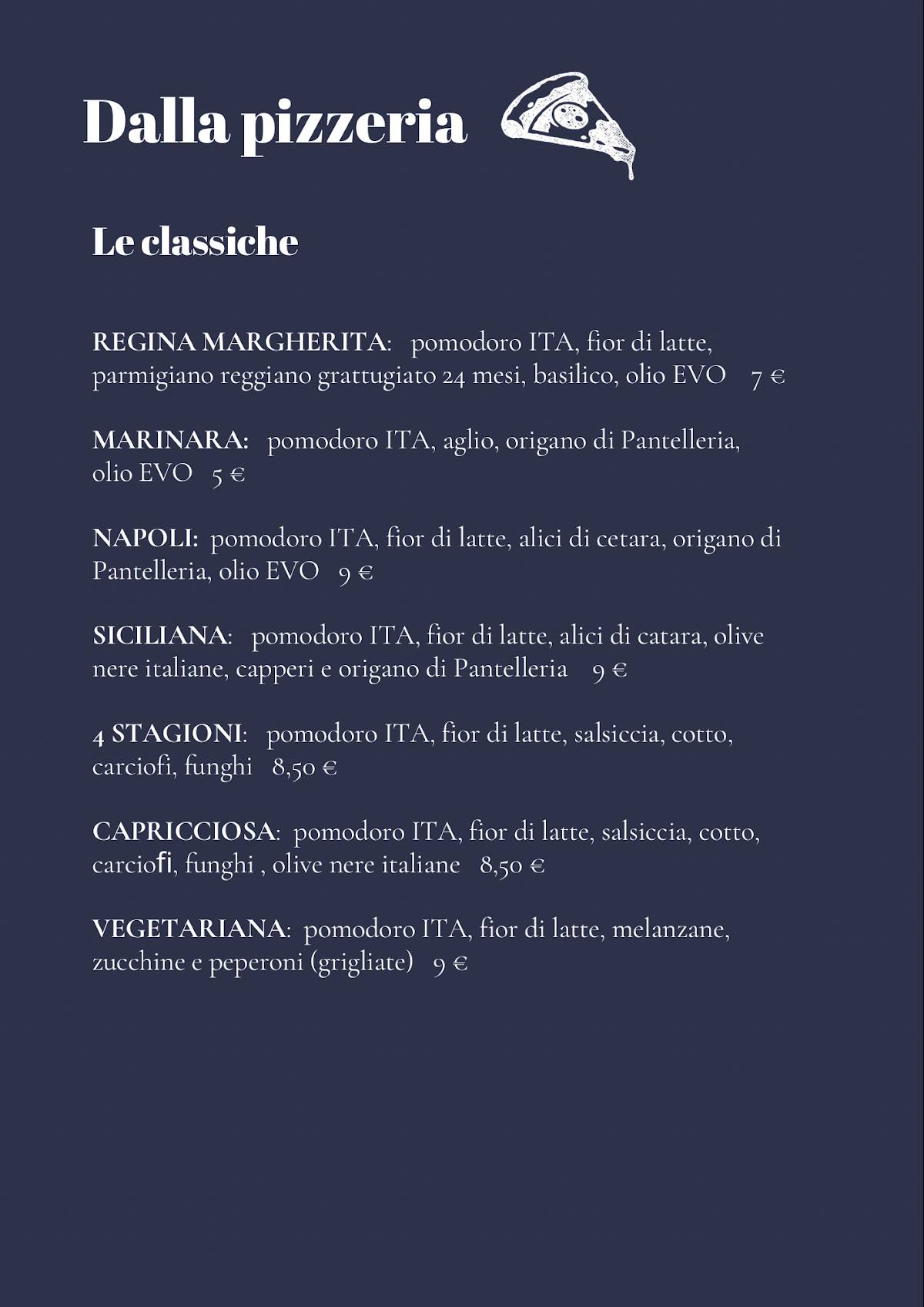 Menu di Ristorante Pizzeria San Frà 