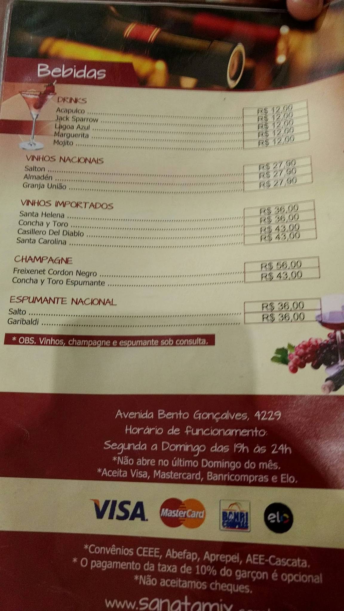 Sanata Mix Restaurante e Pizzaria cardápio