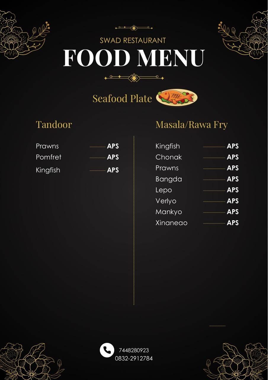 SWAD RESTAURANT menu