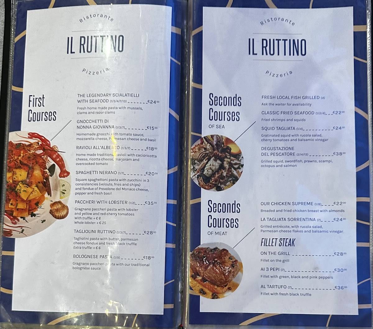 Menu de Il Ruttino