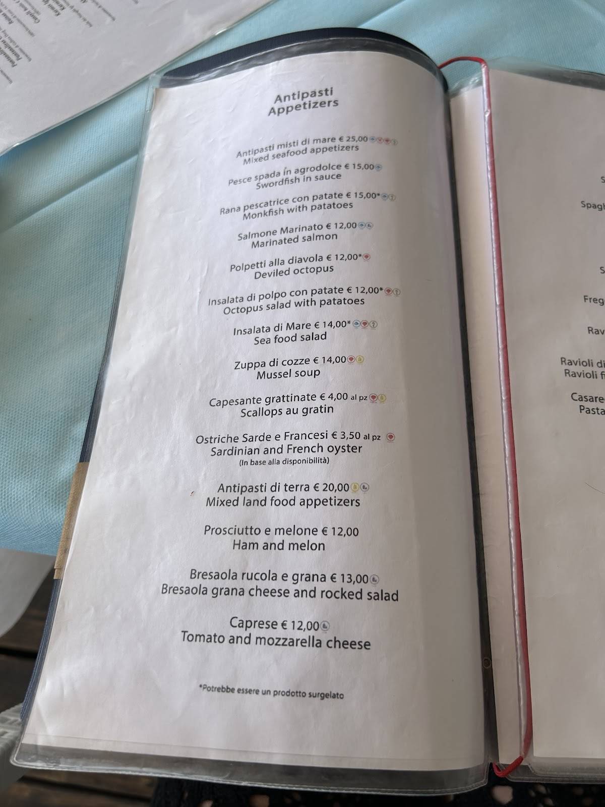 Menu di Itinera Beach - Turistica Service 