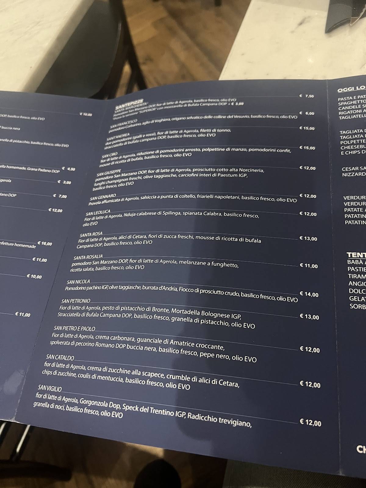 Menu di Santa Margherita 