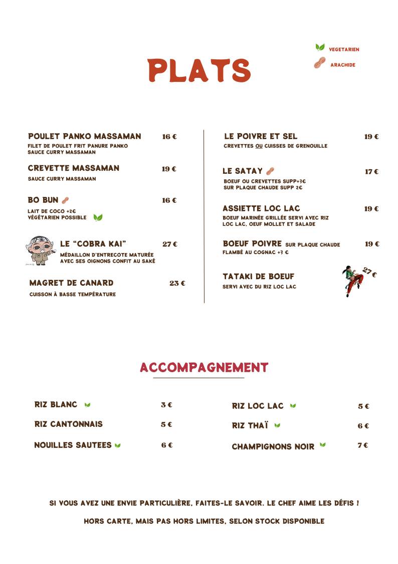 Menu de Chez Tang