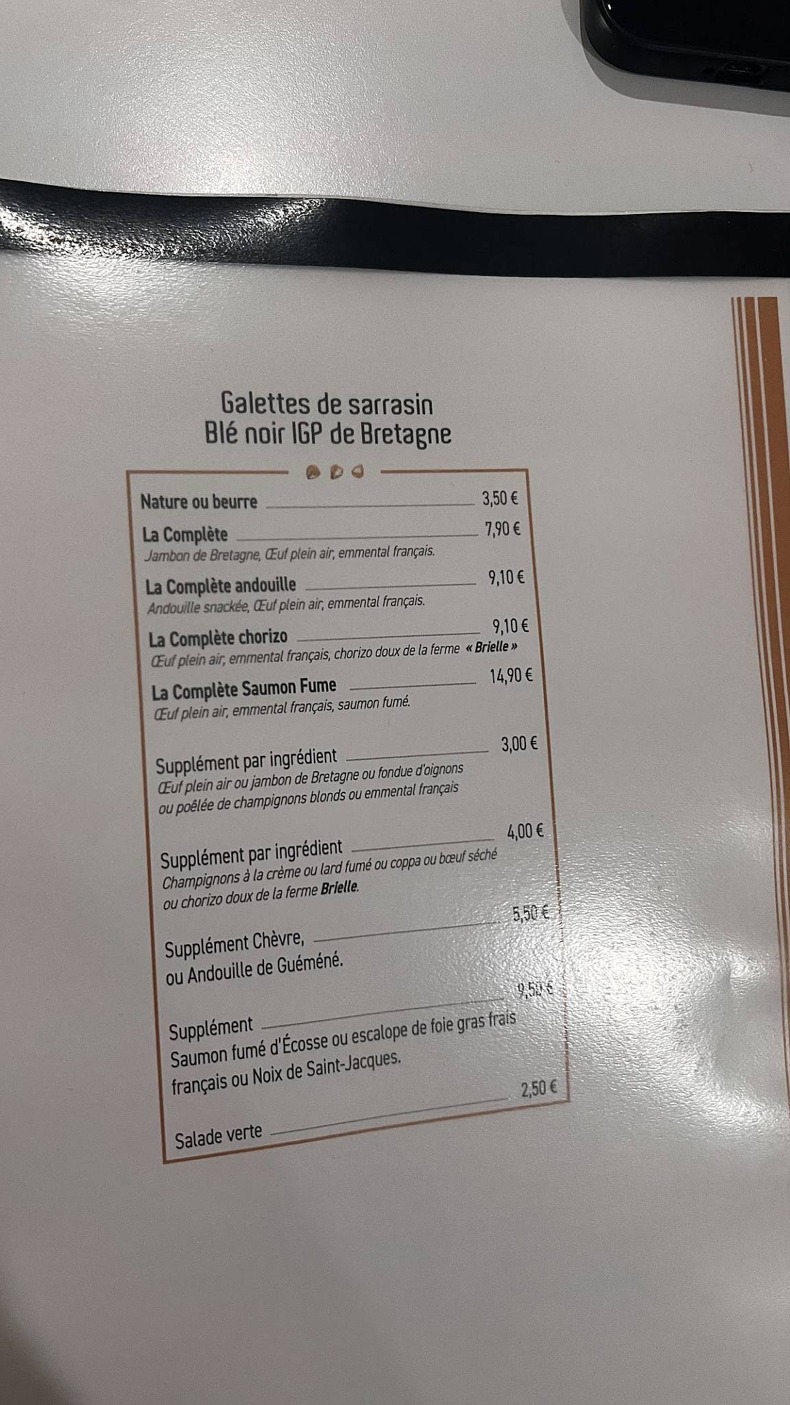 Menu de Sarrasin