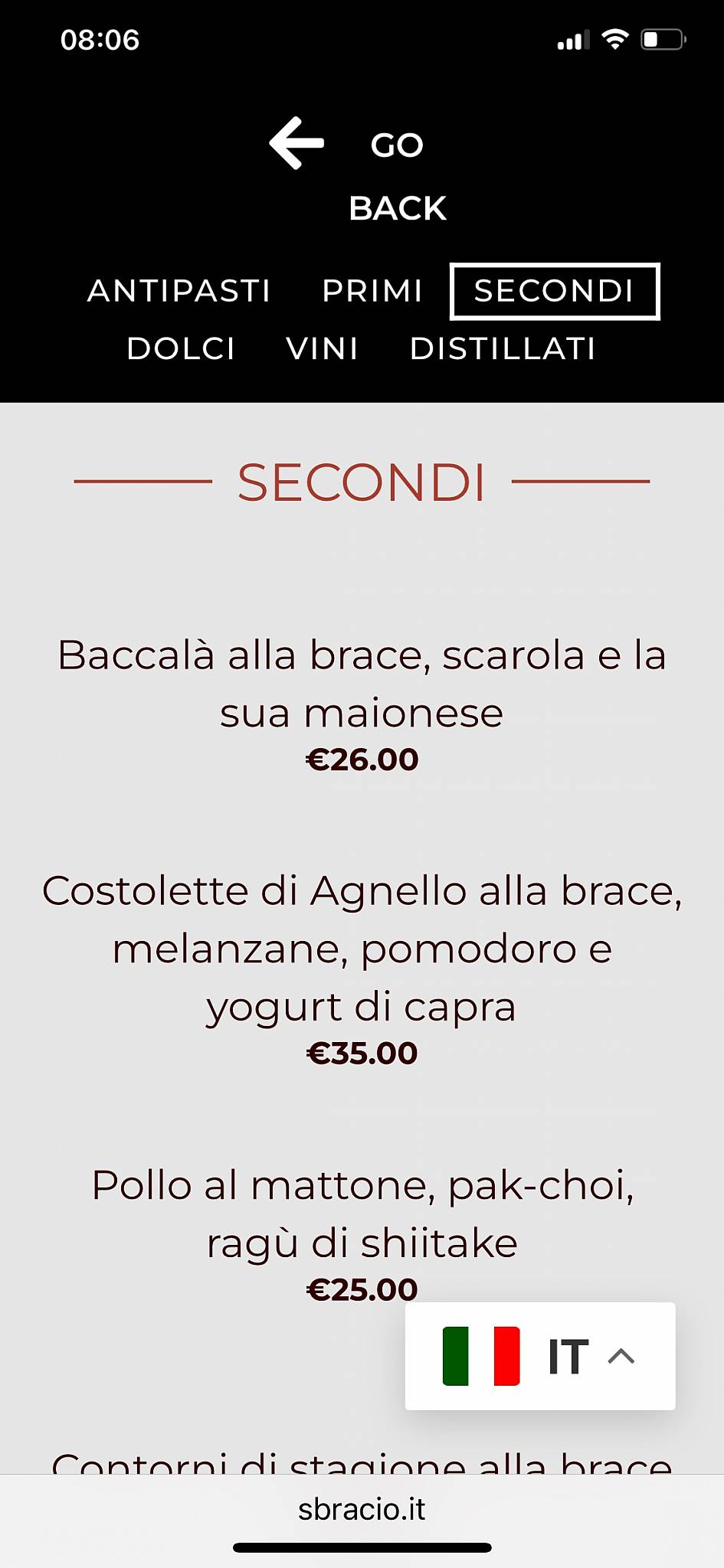 Menu di Sbracio 