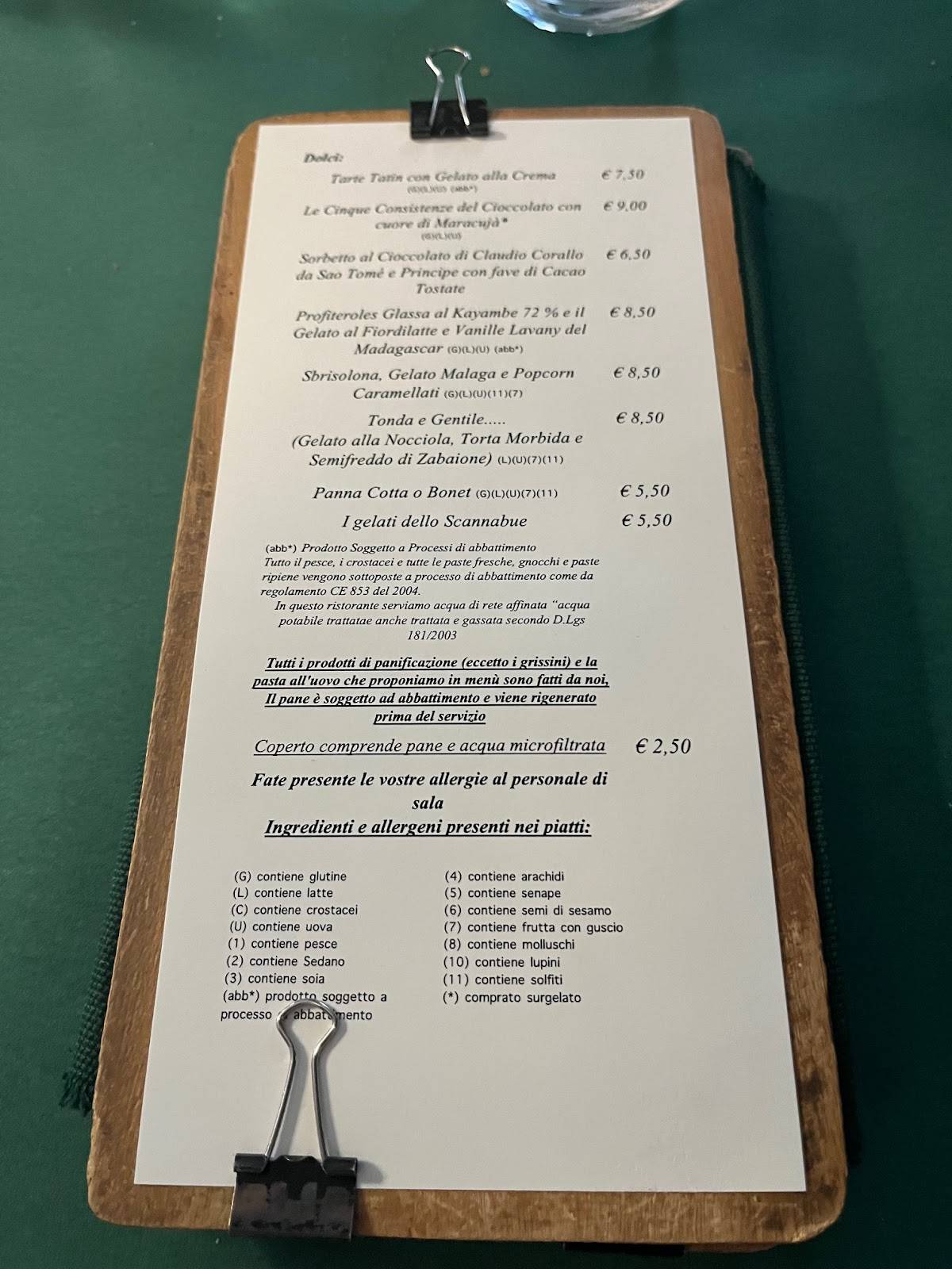 Menu di Scannabue 