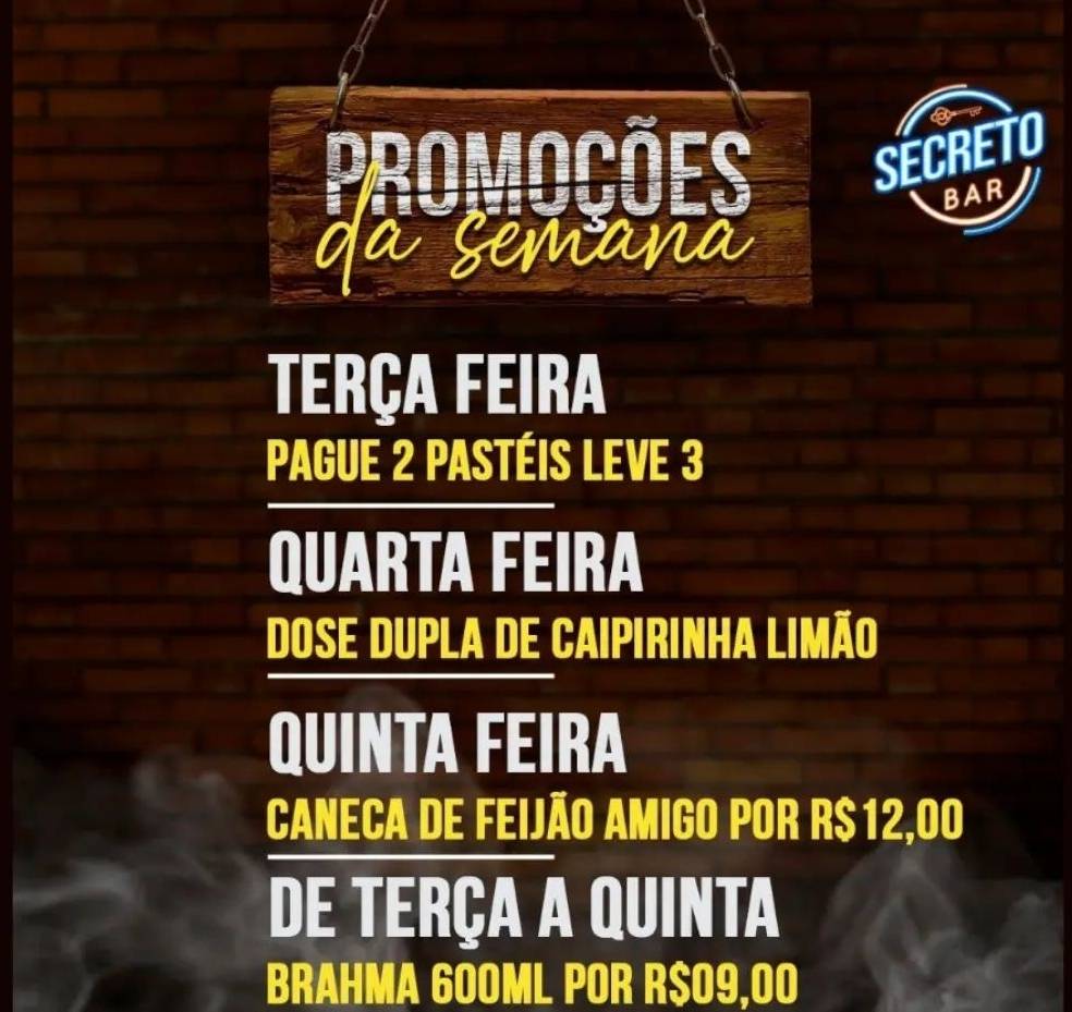 Secreto bar cardápio