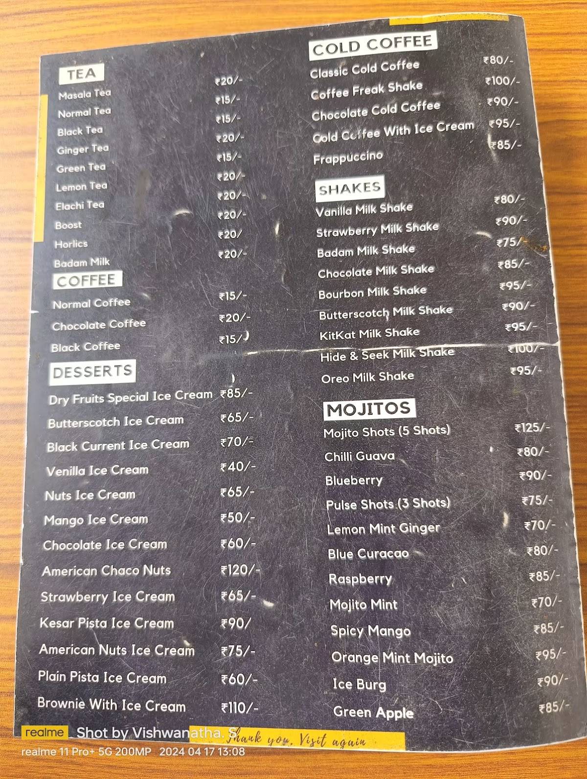 Seleno cafe menu