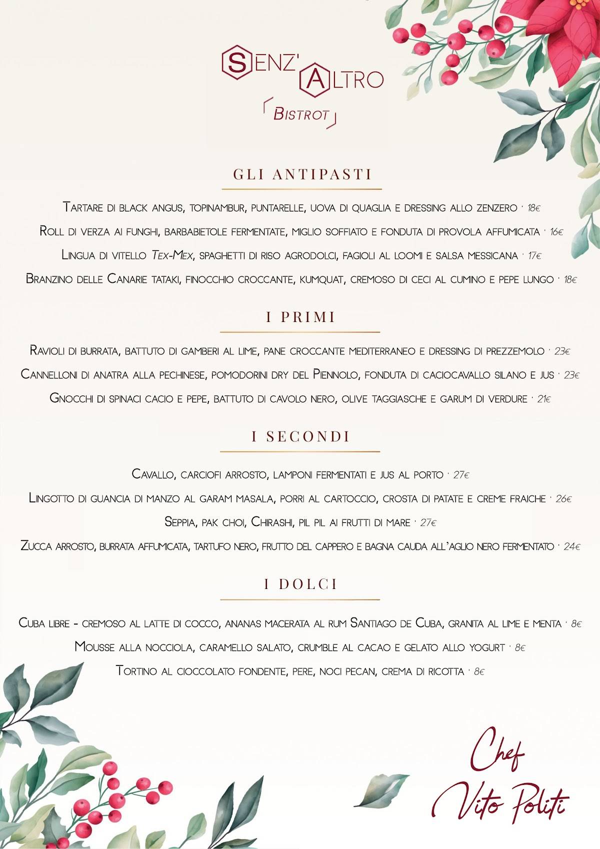 Menu di Senz'Altro Bistrot Firenze 