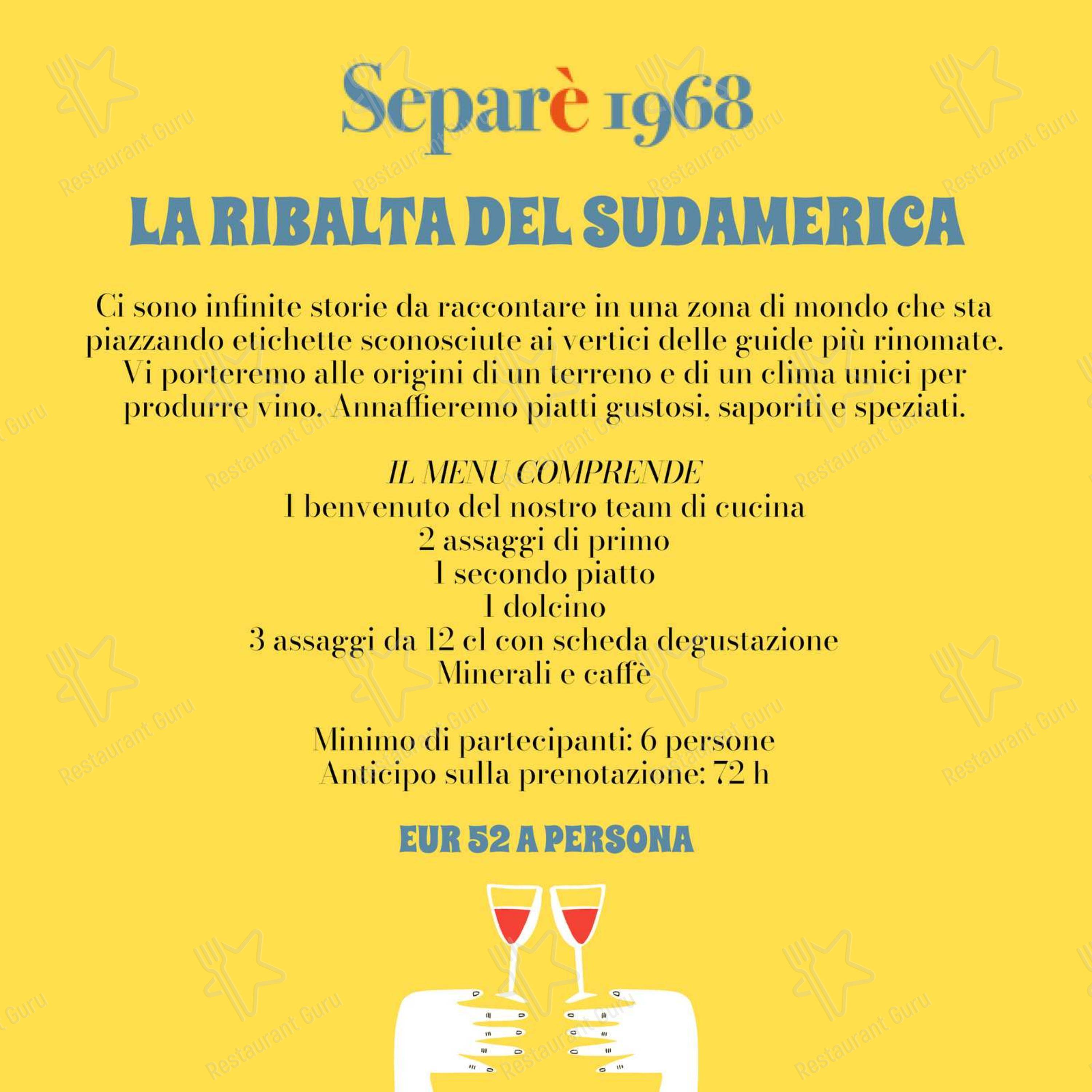 Menu di Separè 1968 - Menu bar