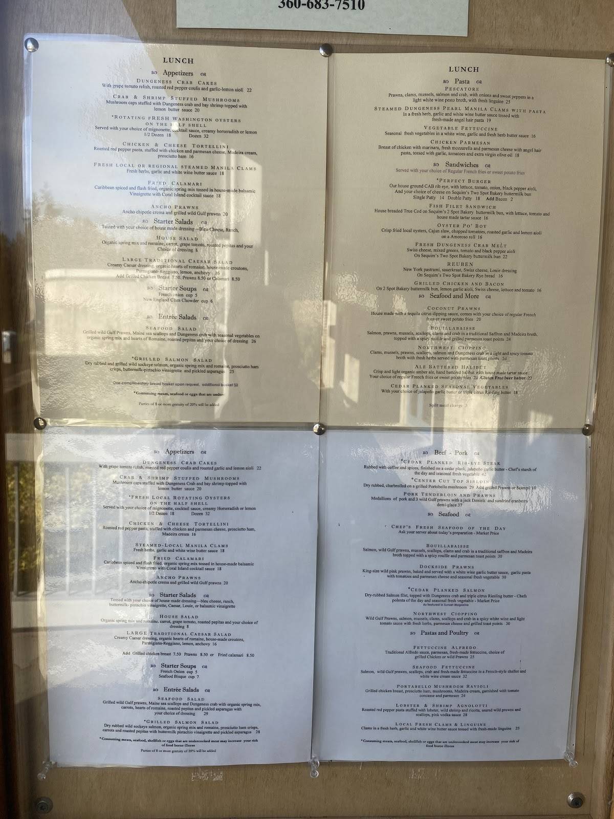 Menu at Dockside Grill steakhouse, Sequim