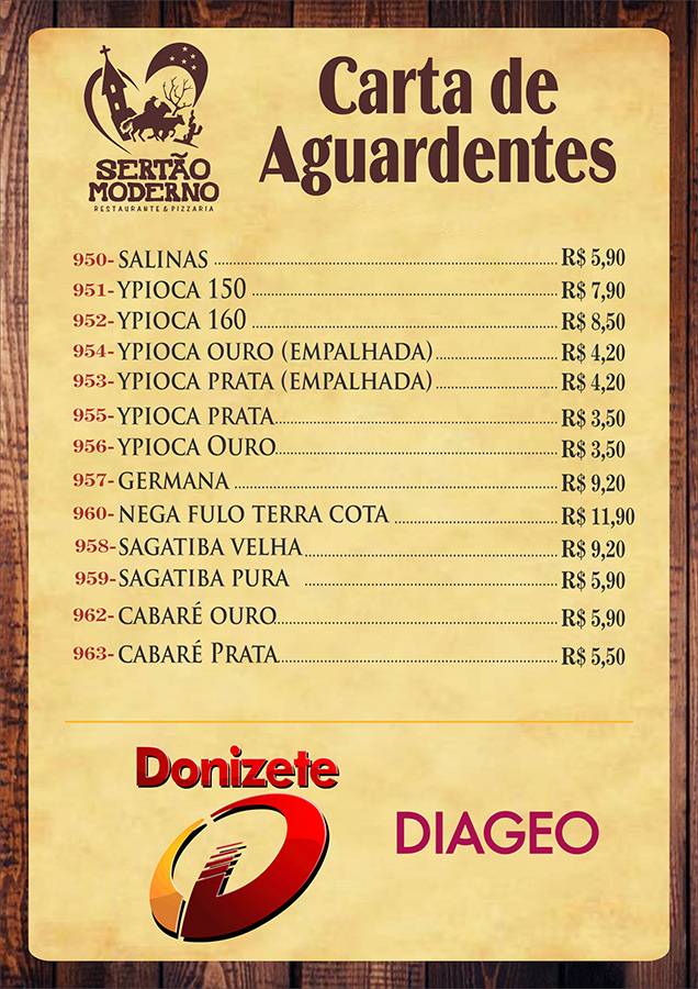 Sertão Moderno - Restaurante, Carnes na Brasa e Pratos Executivos em Sobral cardápio