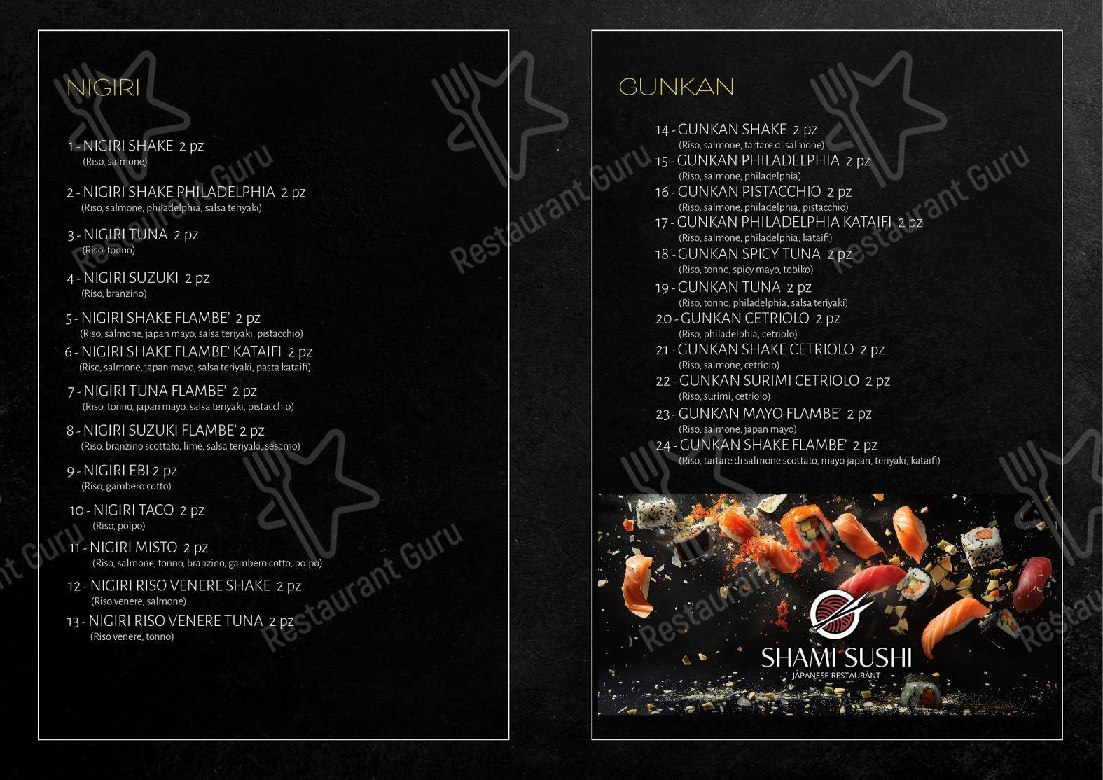 Menu per Shami Sushi in Oria