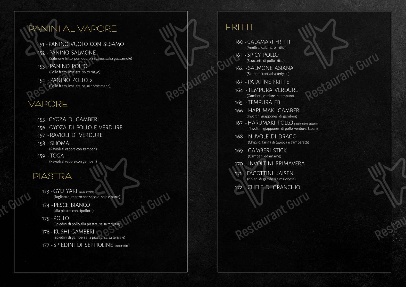 Menu per Shami Sushi in Oria