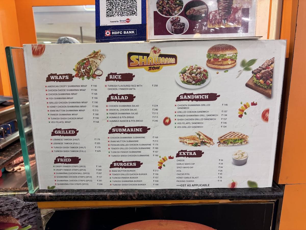 Shawarma Zone menu